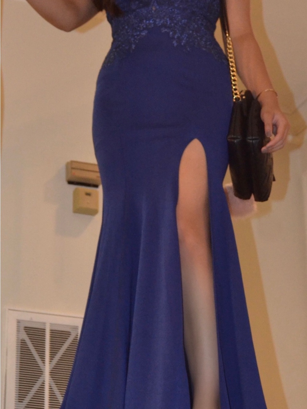 Royal Blue High-Slit Evening Maxi Skirt